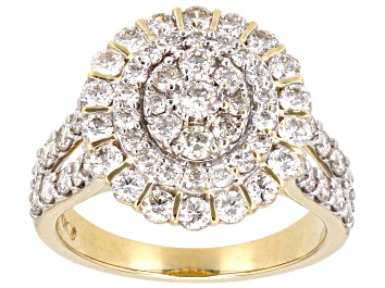 Picture of White Diamond 10k Yellow Gold Cluster Ring 2.00ctw