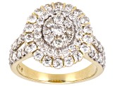 White Diamond 10k Yellow Gold Cluster Ring 2.00ctw