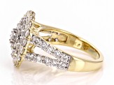 White Diamond 10k Yellow Gold Cluster Ring 2.00ctw