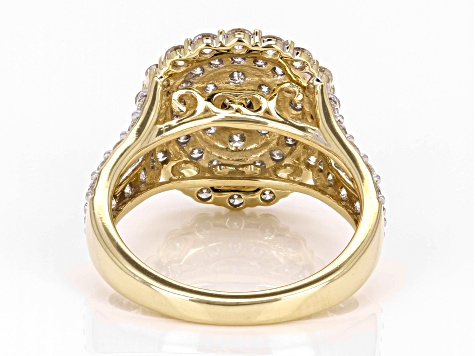 White Diamond 10k Yellow Gold Cluster Ring 2.00ctw