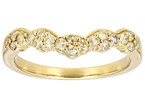 Light Yellow Diamond 10k Yellow Gold Band Ring 0.40ctw