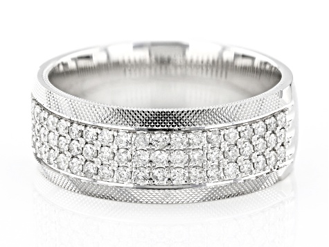 White Diamond 10k White Gold Mens Band Ring 0.75ctw