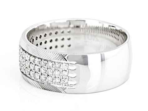 White Diamond 10k White Gold Mens Band Ring 0.75ctw