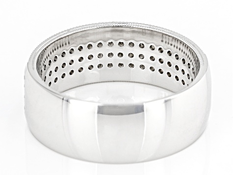 White Diamond 10k White Gold Mens Band Ring 0.75ctw