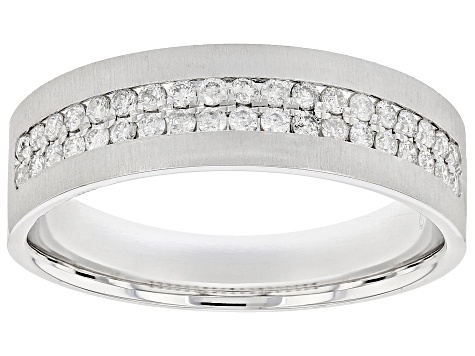 White Diamond 10k White Gold Mens Band Ring 0.50ctw