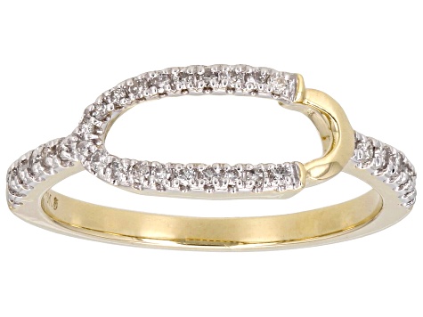 White Diamond 10k Yellow Gold Band Ring 0.20ctw