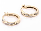 White Diamond 10k Yellow Gold Hoop Earrings 0.10ctw