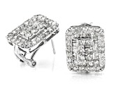 White Diamond 10k White Gold Cluster Earrings 2.00ctw