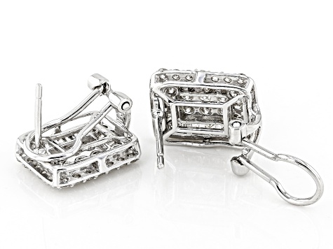 White Diamond 10k White Gold Cluster Earrings 2.00ctw