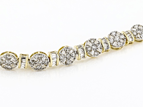 White Diamond 10k Yellow Gold Tennis Bracelet 3.00ctw