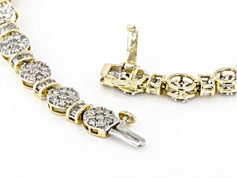 White Diamond 10k Yellow Gold Tennis Bracelet 3.00ctw