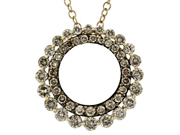 Picture of Champagne And White Diamond 10k Yellow Gold Slide Pendant With 19" Cable Chain 1.00ctw