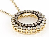 Champagne And White Diamond 10k Yellow Gold Slide Pendant With 19" Cable Chain 1.00ctw