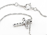 White Diamond 10k White Gold Cross Pendant 18" Rope Chain 0.20ctw