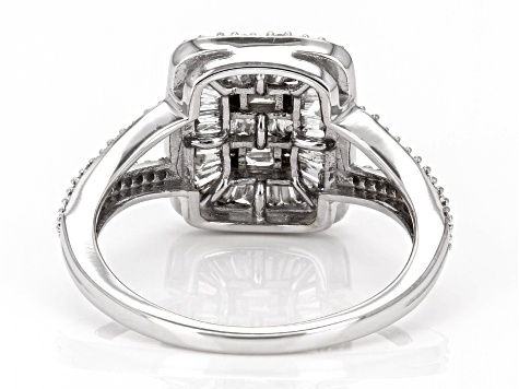 White Diamond 10k White Gold Cluster Ring 0.70ctw