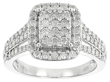 Picture of White Diamond 10k White Gold Cluster Ring 1.00ctw