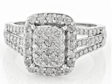 White Diamond 10k White Gold Cluster Ring 1.00ctw