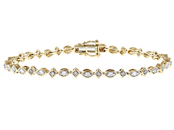 Picture of White Diamond 10k Yellow Gold Tennis Bracelet 0.75ctw