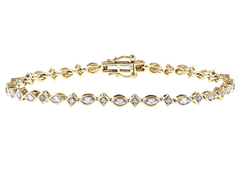 White Diamond 10k Yellow Gold Tennis Bracelet 0.75ctw