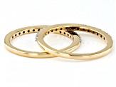 White Diamond 10k Yellow Gold Band Ring Set Of 2 0.25ctw