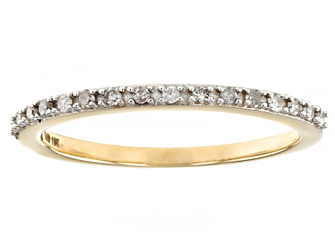 White Diamond 10k Yellow Gold Band Ring Set Of 2 0.25ctw