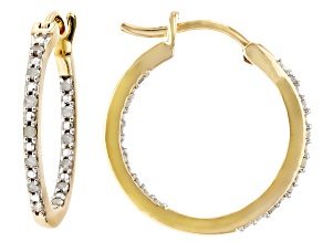 White Diamond 10k Yellow Gold Inside-Out Hoop Earrings 0.25ctw