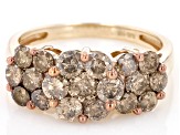 Champagne Diamond 10k Yellow Gold Cluster Ring 2.10ctw
