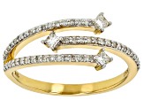 White Diamond 10k Yellow Gold Bypass Ring 0.33ctw