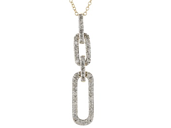 Picture of White Diamond 10k Yellow Gold Dangle Pendant With 19" Cable Chain 1.00ctw