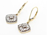 White Diamond 10k Yellow Gold Dangle Earrings 0.80ctw