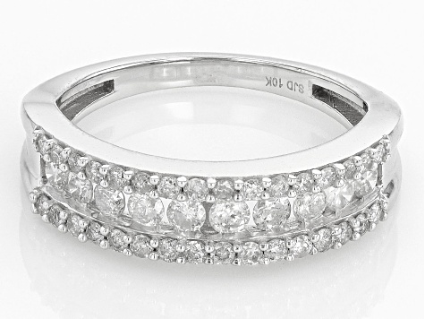 White Diamond 10k White Gold Band Ring 0.75ctw