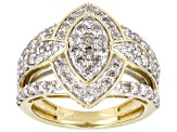 White Diamond 10k Yellow Gold Cluster Ring 1.75ctw