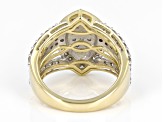 White Diamond 10k Yellow Gold Cluster Ring 1.75ctw