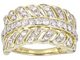 White Diamond 10k Yellow Gold Wide Band Ring 1.00ctw