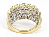 White Diamond 10k Yellow Gold Wide Band Ring 1.00ctw