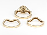Natural Yellow And White Diamond 10k Yellow Gold Halo Ring With 2 Matching Bands 1.25ctw