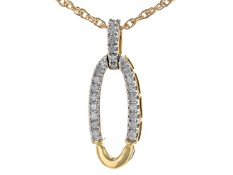 White Diamond 10k Yellow Gold Drop Pendant With 18" Rope Chain 0.10ctw