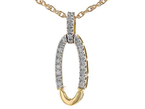 White Diamond 10k Yellow Gold Drop Pendant With 18" Rope Chain 0.10ctw