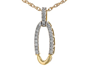White Diamond 10k Yellow Gold Drop Pendant With 18" Rope Chain 0.10ctw
