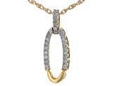 White Diamond 10k Yellow Gold Drop Pendant With 18" Rope Chain 0.10ctw