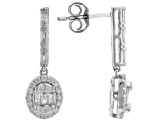 White Diamond 10k White Gold Halo Earrings 0.60ctw