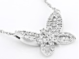 White Diamond 10k White Gold Butterfly Necklace 0.50ctw