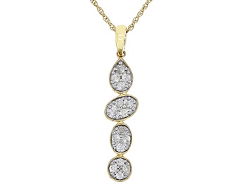 Picture of White Diamond 10k Yellow Gold Cluster Pendant With 18" Rope Chain 0.25ctw