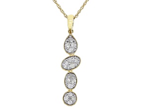 White Diamond 10k Yellow Gold Cluster Pendant With 18" Rope Chain 0.25ctw