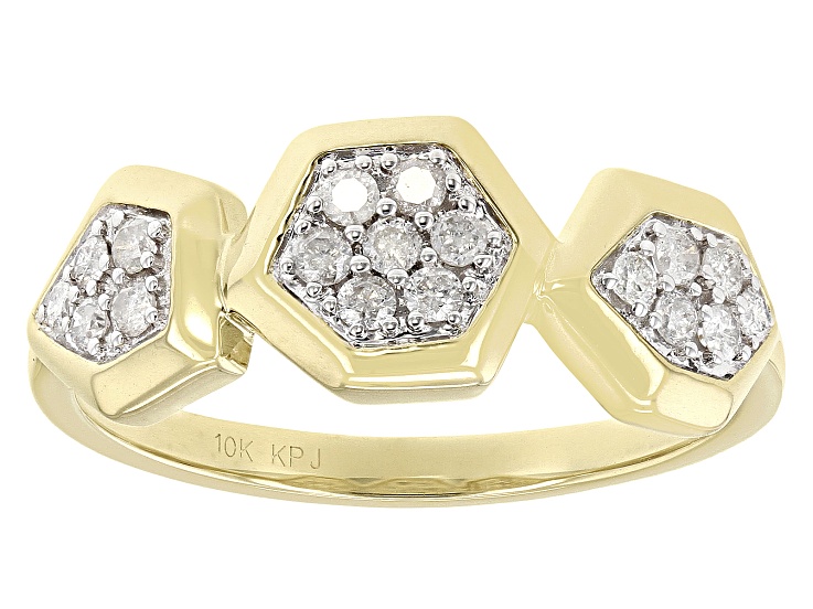 10K Yellow Gold Diamond Cluster Ring (1/2 Cttw, I-J Color, I1-I2 Clarity) - Size 7-1/2 main image 1