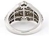 Natural Yellow And White Diamond 10k White Gold Cluster Ring 1.60ctw