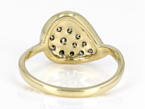 Champagne And White Diamond 10k Yellow Gold Cluster Ring 0.50ctw