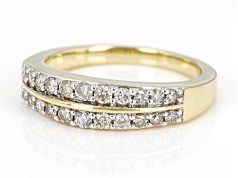 White Diamond 10k Yellow Gold Band Ring 0.50ctw