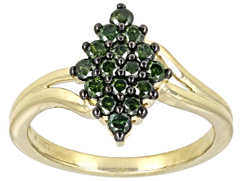 Picture of Green Diamond 10k Yellow Gold Cluster Ring 0.50ctw