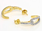 White Diamond 10k Yellow Gold J-Hoop Earrings 0.50ctw